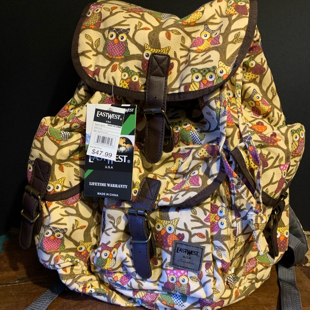 EastWest Owl print canvas Backpack